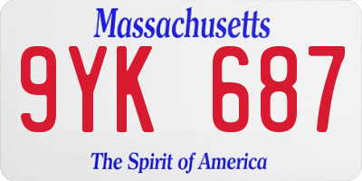 MA license plate 9YK687