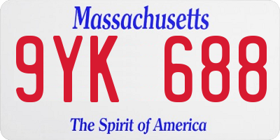 MA license plate 9YK688