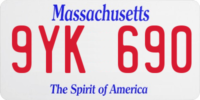 MA license plate 9YK690