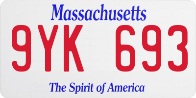 MA license plate 9YK693