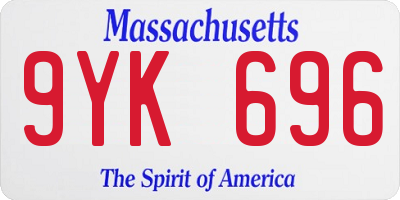 MA license plate 9YK696