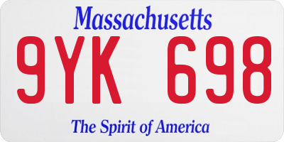 MA license plate 9YK698