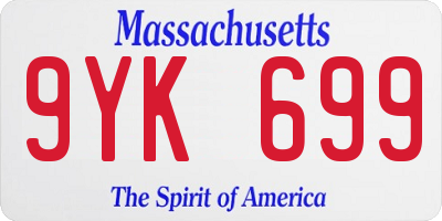 MA license plate 9YK699