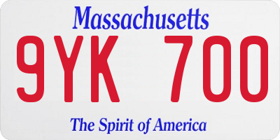 MA license plate 9YK700