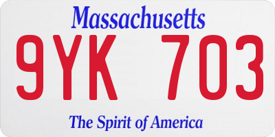 MA license plate 9YK703