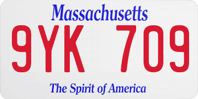 MA license plate 9YK709