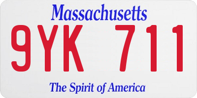 MA license plate 9YK711