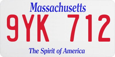 MA license plate 9YK712