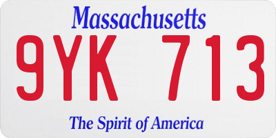 MA license plate 9YK713
