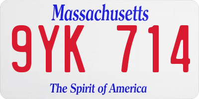 MA license plate 9YK714
