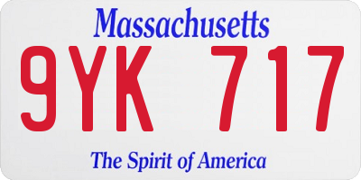 MA license plate 9YK717