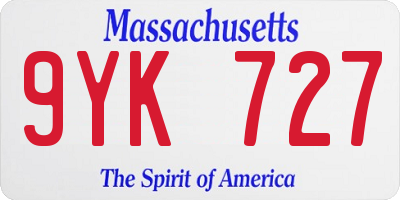 MA license plate 9YK727