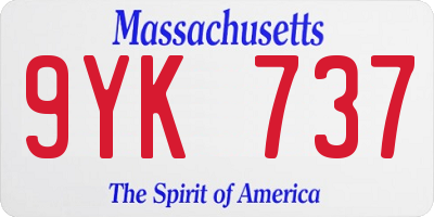 MA license plate 9YK737