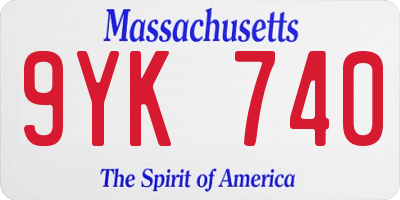MA license plate 9YK740