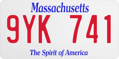 MA license plate 9YK741