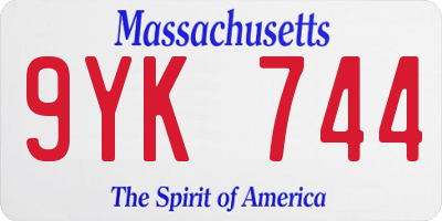 MA license plate 9YK744