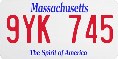 MA license plate 9YK745