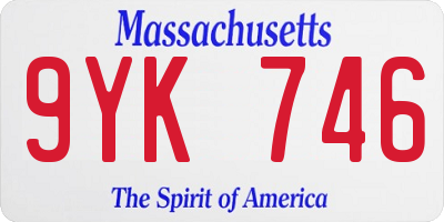 MA license plate 9YK746
