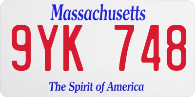 MA license plate 9YK748