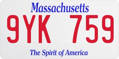 MA license plate 9YK759