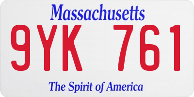 MA license plate 9YK761