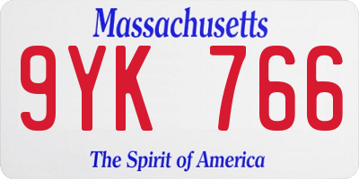 MA license plate 9YK766