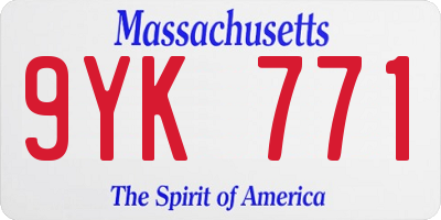 MA license plate 9YK771