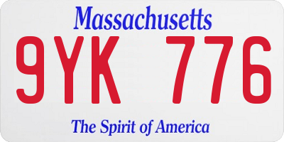MA license plate 9YK776