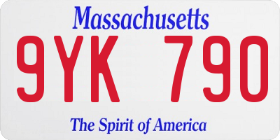 MA license plate 9YK790