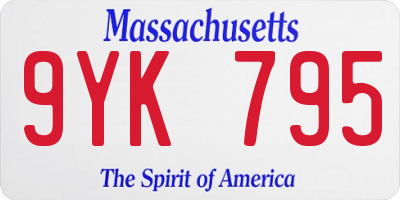 MA license plate 9YK795