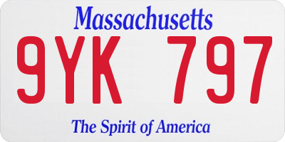 MA license plate 9YK797