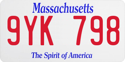 MA license plate 9YK798