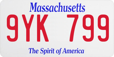 MA license plate 9YK799