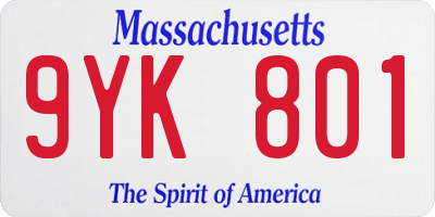 MA license plate 9YK801
