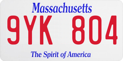 MA license plate 9YK804