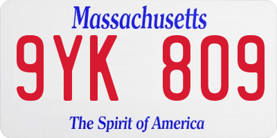 MA license plate 9YK809