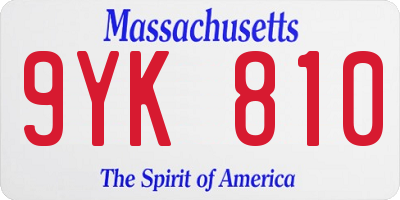 MA license plate 9YK810