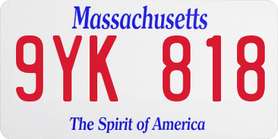 MA license plate 9YK818