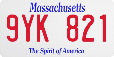 MA license plate 9YK821