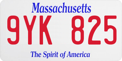 MA license plate 9YK825