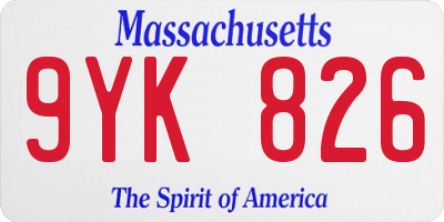 MA license plate 9YK826