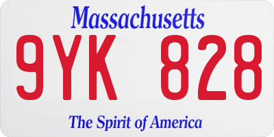 MA license plate 9YK828