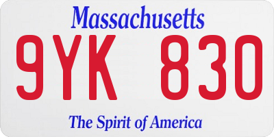 MA license plate 9YK830