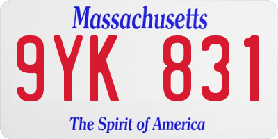 MA license plate 9YK831
