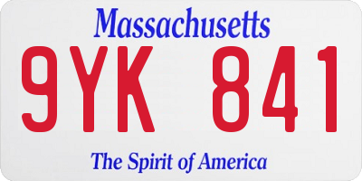 MA license plate 9YK841