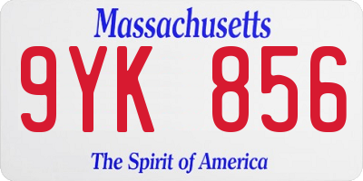 MA license plate 9YK856