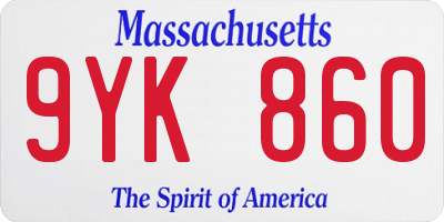 MA license plate 9YK860