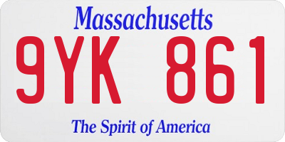 MA license plate 9YK861