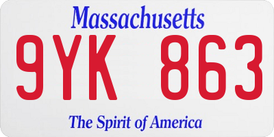 MA license plate 9YK863