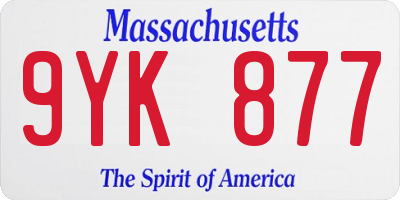 MA license plate 9YK877